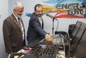 The Lord Mayor of Oxford, Councillor Mohammed Niaz Abbasi formally switches on Energy Groove Radio with Freddy El Turk, Founder and Managing Director of Energy Groove. 